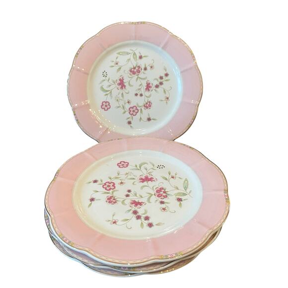 NEW Grace Teaware Pink Corn Flower 8” Salad Dessert Plates Set of 4 - Picture 5 of 16
